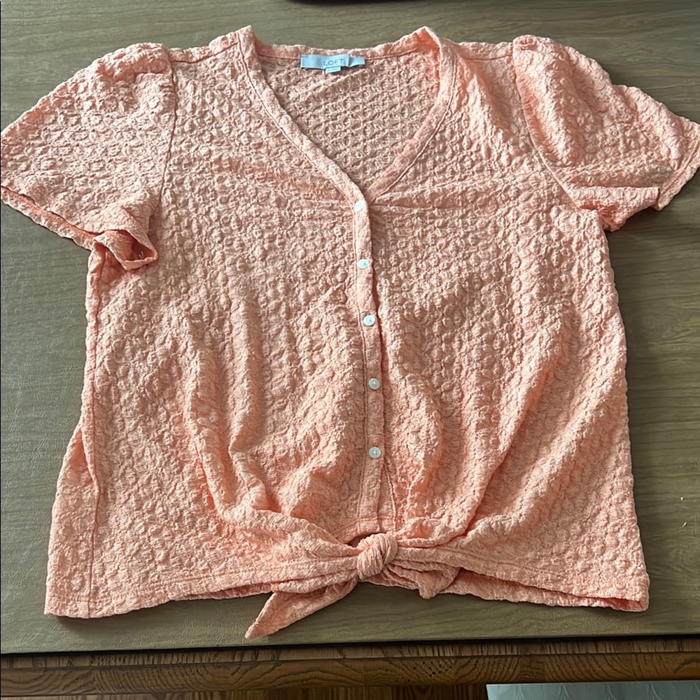 Loft Women's Peach Button-Down Top